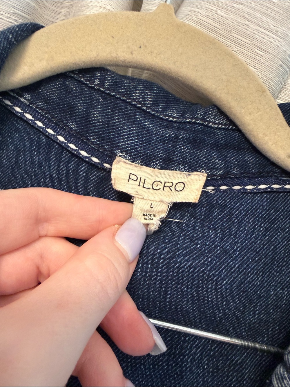 Pilcro Anthropologie Denim Ruched Button Front Top Size Large Chambray Blouse - Picture 3 of 7